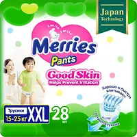 Подгузники-трусики Merries Good Skin, размер XXL, 15-25 кг, 28 шт