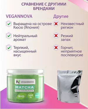 VeganNova Японский зеленый чай Матча (маття), премиальный, 200 г