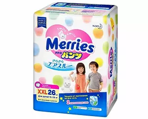 Подгузники-трусики Merries, размер XXL, 15-28 кг, 26 шт