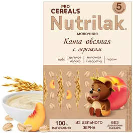 Каша овсяная детская Nutrilak Procereals с 5 месяцев, с персиком, молочная, сухая, 200 г