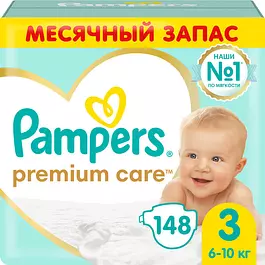 Подгузники Pampers Premium Care, размер 3, 6-10 кг, 148 шт