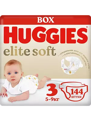 Подгузники Huggies Elite Soft, размер 3, 5-9 кг, 144 шт