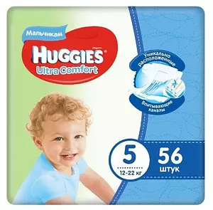 Подгузники Huggies Ultra Comfort, размер 5, 12-22 кг, 56 шт