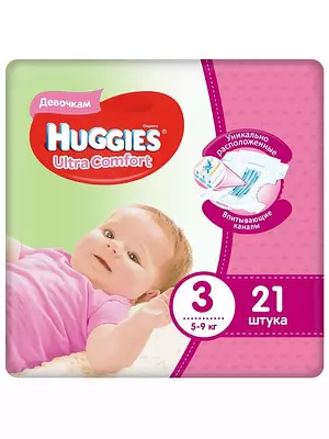 Подгузники Huggies Ultra Comfort, размер 3, 5-9 кг, 21 шт