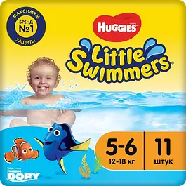Подгузники-трусики для плавания Huggies Little Swimmers, размер 5-6, 12-18 кг, 11 шт