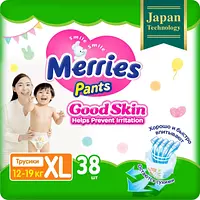 Подгузники-трусики Merries Good Skin, размер XL, 12-19 кг, 38 шт