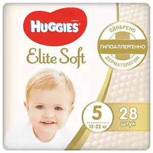 Подгузники Huggies Elite Soft, размер 5, 12-22 кг, 28 шт