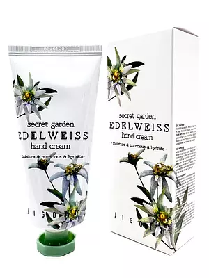 Jigott Крем для рук корейский увлажняющий с экстрактом Эдельвейса Secret Garden Edelweiss Hand Cream, 100 мл