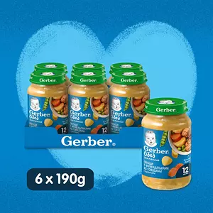 Пюре Gerber с 1 года, овощи с фрикадельками из говядины, 190 г x 6