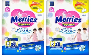 Подгузники-трусики Merries Standart, размер 6 (XXL), 15-28 кг, 52 шт