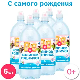 Вода Калинов Родничок для детей с дозатором, 6 шт x 1 л