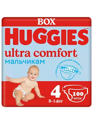 Подгузники Huggies Ultra Comfort, размер 4, 8-14 кг, 100 шт