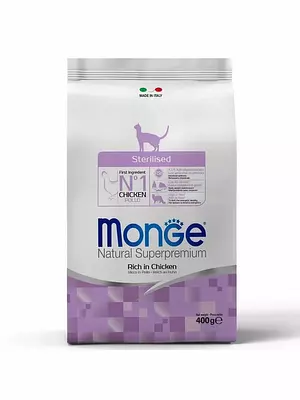 Сухой корм Monge Cat Daily Line Sterilised для взрослых стерилизованных кошек, курица, 400 г.