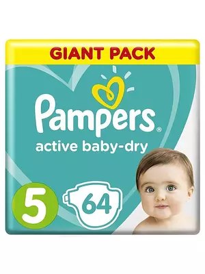 Подгузники Pampers Active Baby Dry, размер 5, 11-16 кг, 64 шт