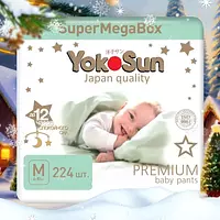 Подгузники-трусики YokoSun Premium, размер М, 6-10 кг, 224 шт