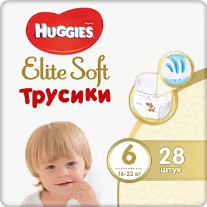 Подгузники-трусики Huggies Elite Soft, размер 6, 16-22 кг, 28 шт