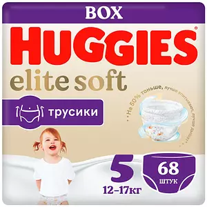 Подгузники-трусики Huggies Elite Soft, размер 5, 12-17 кг, 68 шт