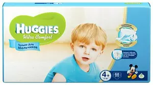 Подгузники Huggies Ultra Comfort, размер 4+, 10-16 кг, 68 шт