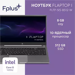 F+ FLAPTOP I-series Ноутбук 15.6", Intel Core i5-1235U, RAM 8 ГБ, SSD 512 ГБ, Intel UHD Graphics, Windows Home, (FLTP-5i5-8512-W), серый, Русская раскладка