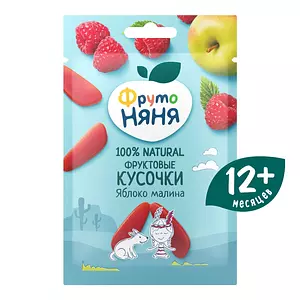 Пастила ФрутоНяня Фруктовые кусочки с 1 года, из яблок и малины, 15 г х 10 шт